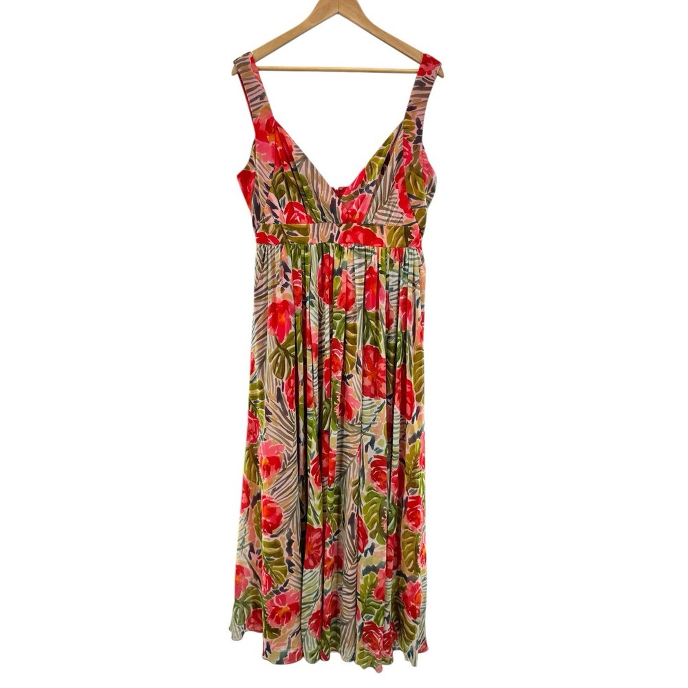 BADGLEY MISCHKA Floral Chiffon Maxi Dress Evening Gown Wedding Guest Flowy 12‎